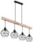 Globo Vintage Pendel Decken Lampe Holz Balken Wohn Ess Zimmer Gitter Hänge Lampe schwarz 15416-4