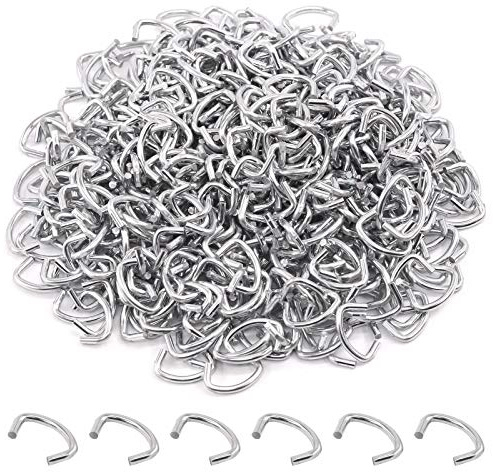Rustark 1000 Pcs 1/2 Galvanized Hog Rings, Professional Upholstery Hog Rings Set for Furniture,Fencing,Bagging, Railing, Sausage Casing, Meat bags, Shock Cords