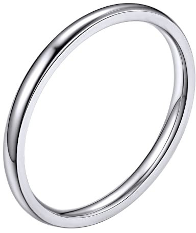 Bestyle Anello Acciaio Inossidabile Donna Anelli Acciaio Donna Anelli Uomo Taglia Misura 14 2mm Argento con Confezione Regalo