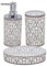 Vetrineinrete® Set Accessori Bagno 3 Pezzi argento stile contemporaneo con Dispenser Sapone Bicchiere portaspazzolino piattino portasapone