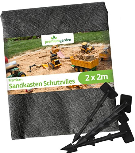 TerraGala Sandkastenvlies, Unkrautvlies für den Sandkasten, Sandkisten-Unterlage inkl. Befestigungspins (2m x 2m (4m²))