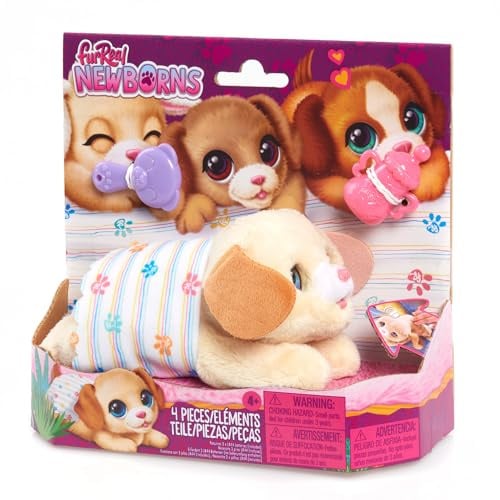 furReal Newborns Welpe, interaktives Haustier, Kleiner Plüschwelpe mit Soundeffekten und Bewegungen, Kinderspielzeug ab 4 Jahren von Just Play