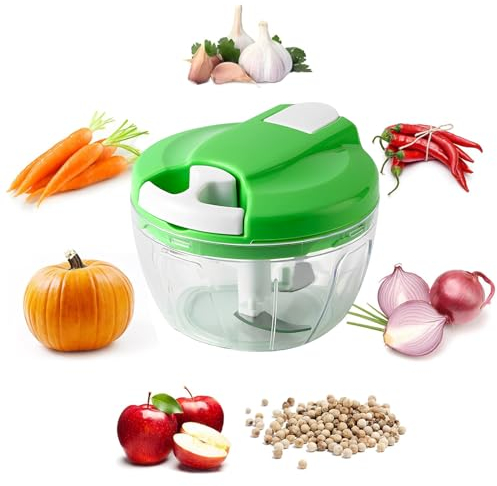 Yunshengmy Multi-Function Manual Food Chopper, Manual Food Processor Vegetable Chopper, Portable Hand Pull String Garlic Mincer Onion Cutter, Perfect for Kitchen(520ML)