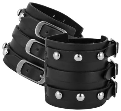 Eigso polsino punk in pelle PU bracciale vintage retrò con rivetti per uomini donne