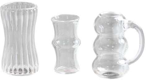 Toyvian 3st Puppenhaus-kaffeetasse Schmuck Für Kinder Kaffeebecher Nachmittagstee Landschaft Vortäuschen 1:12 Frühstück Mini-teetasse Mini-puppenmöbel Vorgeben Haushalt Glas Lebensmittel