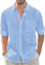 J.VER Leinenhemd Herren Hellblaues Sommerhemd Button Down Freizeithemd Hemdherren Langarm Regular Fit Oberhemden Männer,Hellblau,XXL