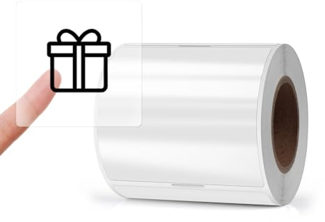 YIKIADA Transparente Thermo Etiketten Vinyl 76 × 76 mm Rolle Rechteckig Selbstklebend Siegel Wasserdicht Aufkleber für Name Barcode QR Code DIY 200 Stück