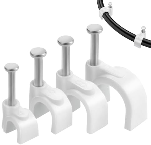 Roxanex 400 sujetacables blancos de 4 mm, 6 mm, 8 mm, 10 mm, fuertes, utilizados para cable Ethernet, línea telefónica, cable TV USB