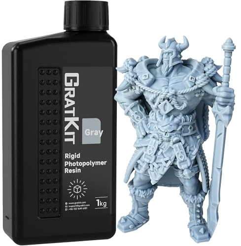 GratKit 8K Standard 3D-Druck Resin, 1000g hochpräzises 405nm UV Photopolymer Harz, 1kg formstabiles Flüssigharz für LCD und DLP SLA 3D-Drucker, Grau