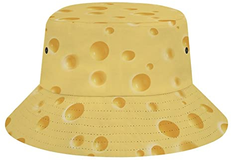 Käse-Hut, lustig, für Strand, Fischer, Geschenk für Damen und Herren, verstaubar, Sommer-Sonnenhut, Reisen, Outdoor, Unisex, Schwarz, Schwarz , One size