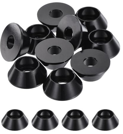 QUARKZMAN M6 Rondelles de Coupelle Conique, Joints en Aluminium Anodisé de Tête de Coupelle pour Vis RC/FPV/PC/Drone/Accessoires Mécaniques Pièces de Modèle, Paquet de 10 (Noir)