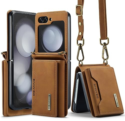 UDBKKDX Custodia per Samsung Galaxy Z Flip 6, in pelle opaca con supporto per la visualizzazione dell'obiettivo della fotocamera Protezione antiurto porta carte di credito copertura case cover