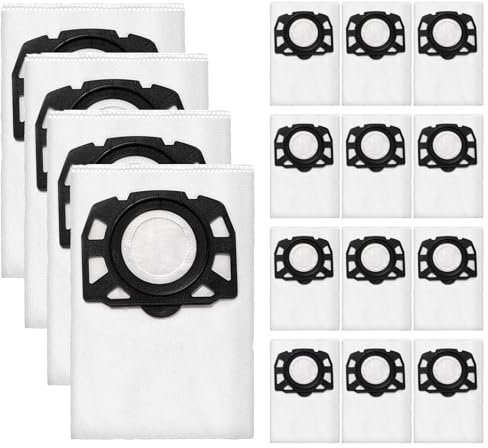 KFI 357 Lot de 16 sacs d'aspirateur pour Kärcher WD2Plus, WD3, KWD1, KWD2, KWD3, MV3, WD3.200-WD3.800M, SE4001, SE4002, remplace 2.863-314.0, indéchirables et robustes