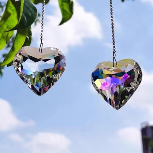 Sun Catchers, Crystal Sun Catchers for Windows Garden Ornaments Outdoor Hanging Rainbow Suncatcher Glass Wind Chimes Kit Prism Pendant for Tree Car Home Decorations