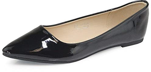 Bella Marie Angie Damen-Ballerinas mit spitzem Zehenbereich, klassischer Stil, Schwarz, schwarzer lack, 37.5 EU
