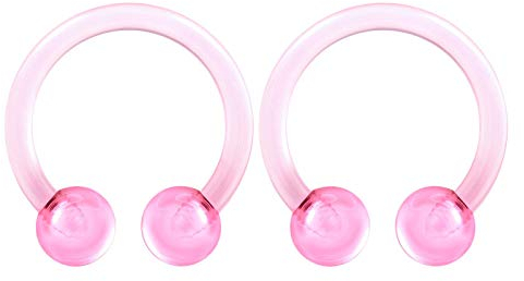 KJM FASHION 2 STK Durchsichtig Bioflex Hufeisen Ohrringe 1,2 mm 16 g 8 mm 5/16 3mm Acryl Kugel Helix Rook Cartilage Septum Ohrringe Piercing Schmuck 3566