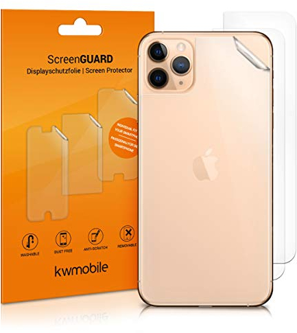 kwmobile 3X Película Compatible con Apple iPhone 11 Pro MAX - Lámina Adhesiva Protectora Transparente para el Cristal Trasero