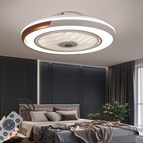 HYKISS LED Ventilatore A Soffitto Con Lampada Moderno Invisibile Fan Con Plafoniera Velocità Del Vento Regolabile Ventilatore Con Luci Dimmerabile Illuminazione,D'oro