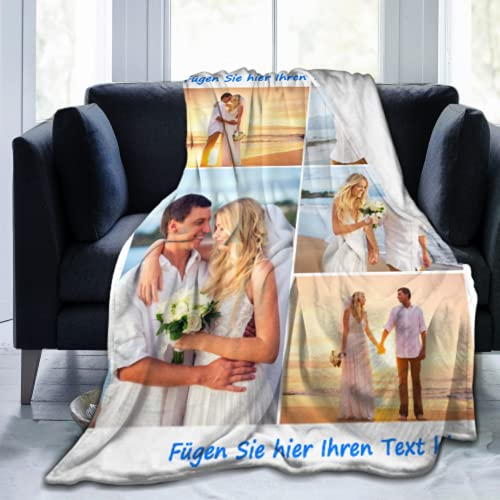 QIYI Personalisierte Fotodecke Mit Eigenem Foto/Namen/Text, Kuscheldecke Bedrucken Lassen mit Foto, Fotogeschenk für Jahrestag, Geburtstag, Valentinstag Muttertag, 50x40in(130x100cm)