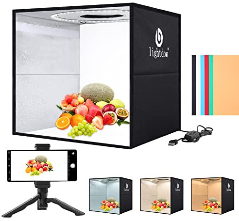 Lightdow Light Box Photography, 30CM/12x12 Portable Mini Shooting Tent Kit with 120 LED Lights Dimmable & 6 Backdrops, Photo Box Booth for Small Product, Jewelry
