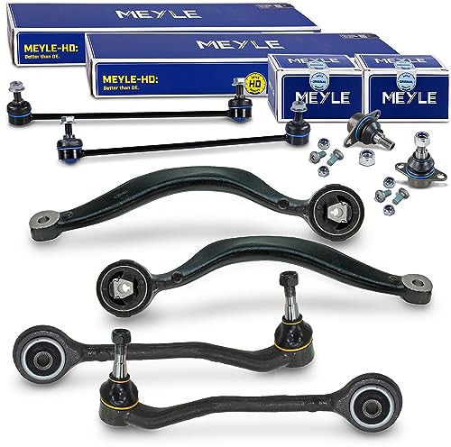 BESTPRICE Querlenkersatz - 2x Querlenker vorne oben, 2x Querlenker vorne unten, 2x MEYLE-HD Koppelstange vorne 2x MEYLE Traggelenk vorne Kompatibel mit BMW X5 (E53)