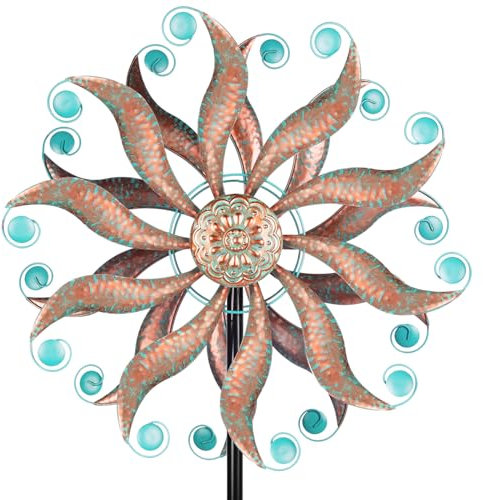 VEWOSTAR Windspiel für Hof und Garten, 50,8 cm Durchmesser, großes Windspiel, Outdoor-Dekoration, Metall-Windmühle, kinetische Windskulpturen und Spinner für Terrasse, Rasen, Dekoration (210 x 50,8 cm