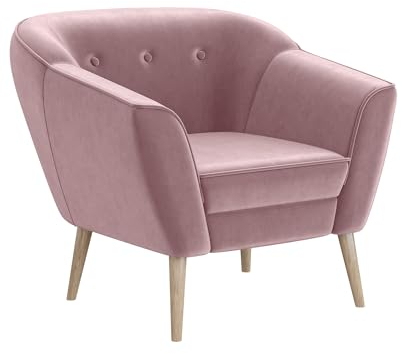 MEBLINI Sofa Sessel für Wohnzimmer - Mini Lounge für eine Person - Loungesessel - Armlehnstuhl - Armchair - Doris - 1 - Rosa Samt