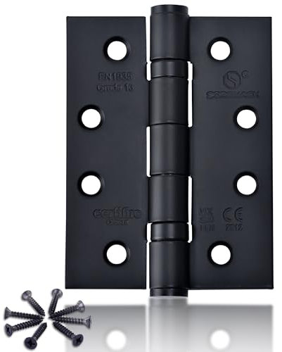 201 Stainless Steel Hinges - 4 inch(100 mm) Heavy Duty External Door Hinges, Matte Black, for Wood