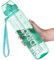 OLDLEY 1L Sports Water Bottle with Straw, Tritan 1 Litre Motivational Drink Bottle, BPA Free Leakproof Transparent Water Bottle with Time Marker for Cycling, School, Gym, Outdoor (Mint Green)