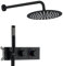 BEITH Colonne de Douche Encastrée, 2 Fonctions Noir Mat Ensemble de Douche, 10in/12in Systèmes de Douche, Pomme de Douche Rotative Ronde en Acier Inoxydable 304, Corps en Laiton, Autonettoyant