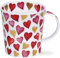 Dunoon Lomond Mug en porcelaine anglaise Motif cœurs Rouge avec détails dorés