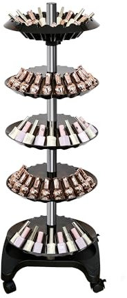 FRBULEQ Nail Polish Display Rack Floor Standing Large Essential Oil Display Rotating 5 Tier Nail Polish Holder Organizer Stand (black)