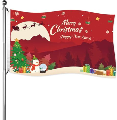Bandiere Natale Esterne Gosknor, 150x90cm, Bifacciali in Poliestere Alta Qualità Decorative Per Esterni, Bandiera di Capodanno Cortile Giardino Veranda Casa Decorazioni Natalizie