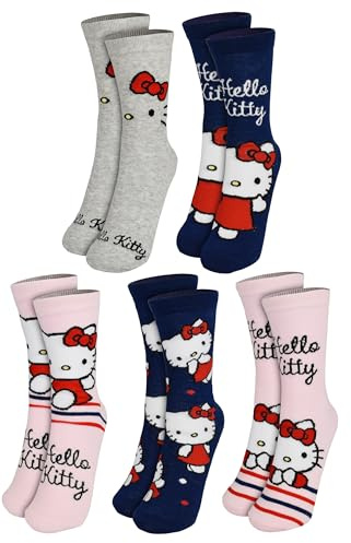 Hello Kitty Socken für Damen - Frauen Sneaker Strümpfe 38-43 (5er Pack)