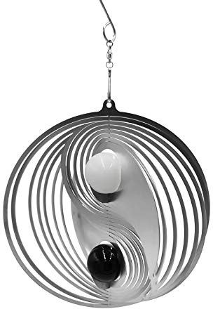 Windspiel Yin & Yang aus Edelstahl (Mit Kugeln)