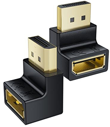BolAAzuL DisplayPort 1.4 Adapter 90 Grad DP Konverter nach oben & unten, 8K/60 Hz Rechtswinkel DP DisplayPort Kabel Adapter 4K/144Hz DP 1.2 kompatibler DP Stecker auf Buchse Abgleed Extension 2 Pack