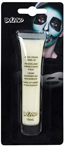 Boland - Aqua Creme Make-Up Glow in the Dark, 19 ml | Leuchtende Schminke auf Wasserbasis in Tube für Karneval, Halloween und Mottoparty