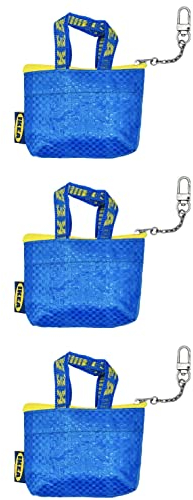 Ikea KNOLIG Mini Blue Bag Münzbörse mit Schlüsselanhänger, 104.782.42 - 3er Set