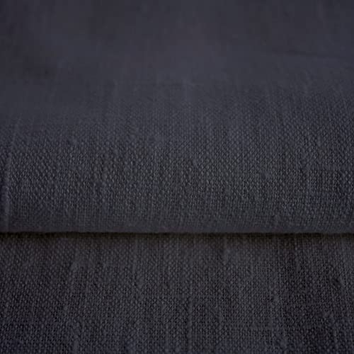 Hans-Textil-Shop Stoff Meterware Uni Anthrazit 100% Leinen - 1 Meter, Leinenstoff, Kleider, Hose, Rock, Bluse, Hemd, Vorhänge, Kissen, Tischdecken