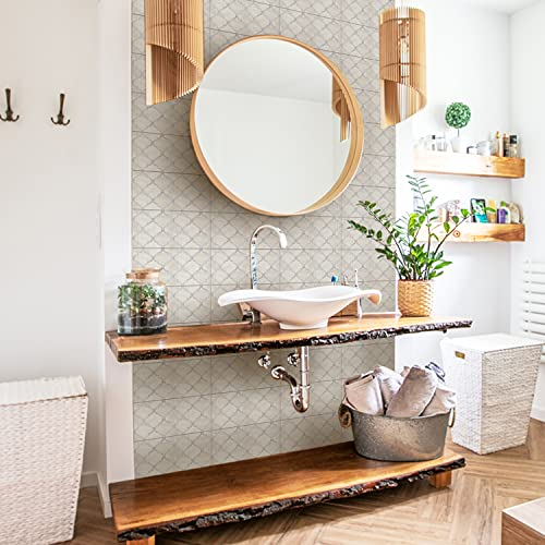 Alwayspon Vinyl-Bodenfliesenaufkleber, rutschfeste selbstklebende Rückseite, Fliesenaufkleber für Küche, Badezimmer, abziehen und aufkleben,PVC braun-grauer Marmor-Laterne,30x15cmx24pcs