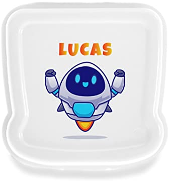 SAQUITOMAGICO Sandwichera/Fiambrera Personalizada con Nombre y/o Texto Opcional.Diferentes diseños a Elegir (ROBOT)