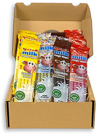 Genusslebenbox mit 4 verschiedenen Quickmilk Trinkröhrchen a 5 Stück, 100x Trinkröhrchen in der Vorratspackung
