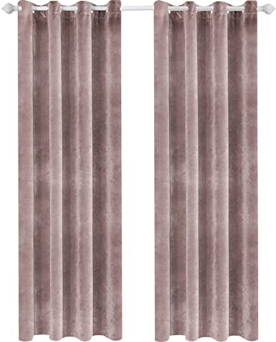 Ystyle Tende Per Interni In Velluto 2 Pezzi, 140x245cm, Tende Oscuranti Camera Da Letto Moderne Con Occhielli, Tenda Termica Isolante Freddo Per Soggiorno Salotto Cameretta, Rosa Grigio