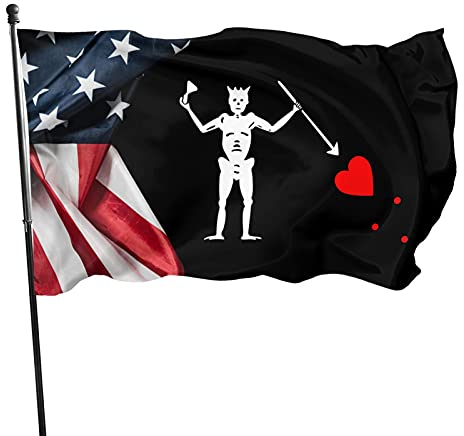 Banderas De Exterior Bandera Pirata Barbanegra 90X150Cm Bandera De Vacaciones Duradero Bandera De Vacación Gracioso Bandera De Césped Decorativa Para Césped Jardín Vacación