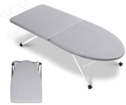 VerRich Foldable Tabletop Ironing Board with Iron Rest,Portable Small Iron Table with Heat Resistant Cover & Non-Slip Folding Legs Ideal for Apartments, Caravans, Home(80 * 30 * 18 cm)