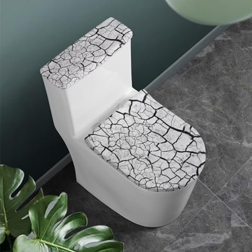 Tomeusey Crack Toilet Lid Cover Set,Tank Lid Cover Durable Toilet Lid Mats Protector,Universal Fits Home Bathroom Decor Accessories