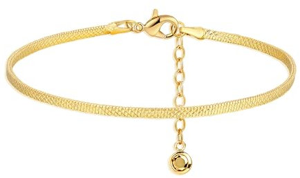Jenosy 14K Vergoldet Elegante Schlangenkette Armband Damen Gold Personalisiertes Verstellbar Anhänger Armband für Frauen Mädchen Schmuck