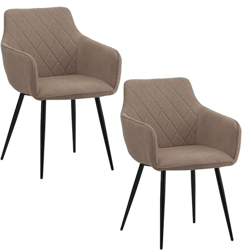 Albatros Esszimmerstühle 2er Set SILA, Braun - Modern und Stilvoll, bequemer Polsterstuhl - Eleganter Küchenstuhl, Stuhl Esszimmer oder Esstisch Stuhl im Retro-Look Stoff