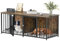DWVO Double Dog Kennel Furniture, 80.2 Dog Cage Furniture with Divider, Double Dog Crate TV Stand for 2 Medium Dogs, Brown