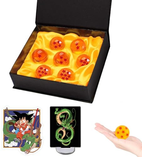 Byhotome Dragon Bälle für Kinder,DBZ Kristallkugeln Party Favors,4.3CM DragonKugel Set mit Kühlschrankmagnete,Anzeige Karte,für Sammler Cosplay-Party,Geburtstag,Weihnachten,Tag der Kinder